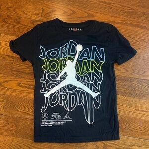 Jordan Black Short-Sleeve Tee with White Jumpman & Blue/Green Logo